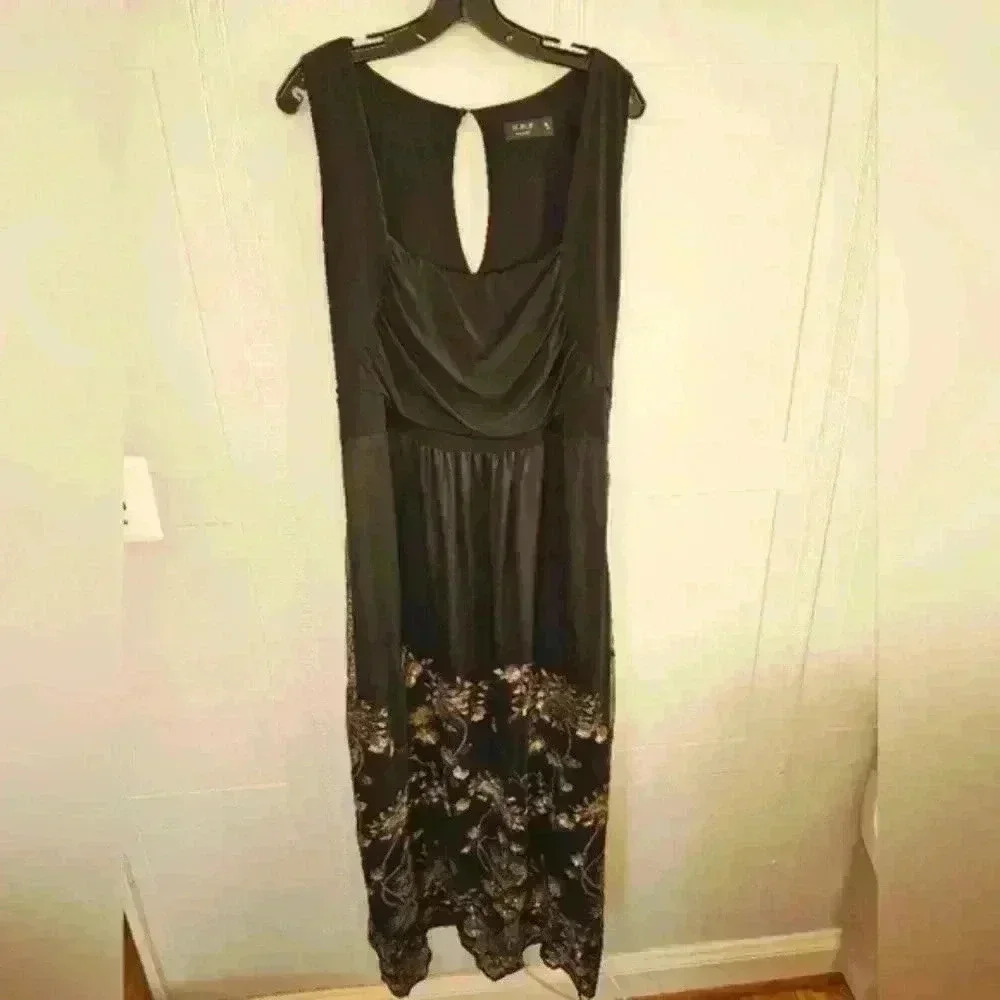 IGIGI Ekanta Black and Gold Beaded Maxi Sleeveless Empire Waist Dress  18/20 - Picture 2 of 16